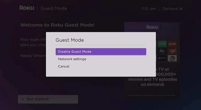 guest mode welcome screen