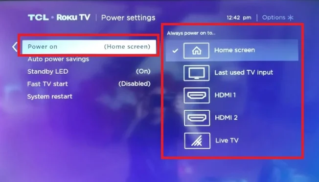 TCL roku smart tv default input settings